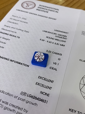 شراء 3.23CT G VS1 3EX CVD مختبر الماس المخلوق شهادة IGI LG626434631 online manufacture