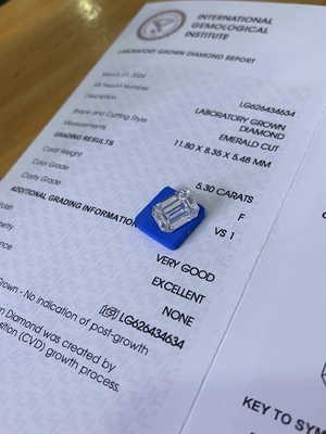 شراء 5.3ct الماس المختبر رجل صنع الماس الزمرد قطع الماس VS1 وضوح F لون online manufacture