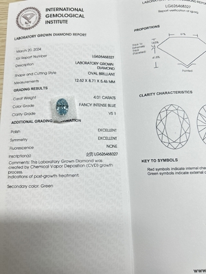 شراء الأزرق 4.01ct VS1 الماس المصنوع من مختبرات الأمراض القلبية الماس الاصطناعي لصنع المجوهرات online manufacture