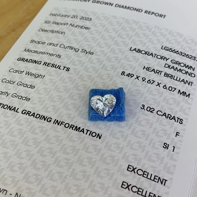 شراء 3.02ct مختبر نمت على شكل قلب الماس CVD F SI1 2EX N IGI LG566326237 online manufacture