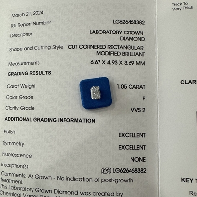 شراء HYF 2.06ct المختبر النمو الشعاع قطع الماس VVS2 وضوح F لون online manufacture