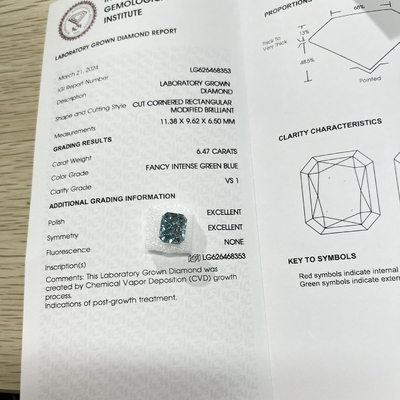 شراء VS1 6.47ct المصنوعة في المختبر الماس الأزرق الشكل المتوهج HPHT المختبر الماس الفاخر الأزرق الشديد online manufacture