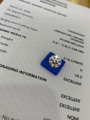 3.16CT H VS2 3EX قطعة مستديرة لمختبر مرض القلب الماس LG626434629