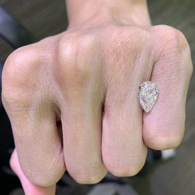 2.36CT F VVS2 EX VG Pear Cut CVD الماس المزروع في المختبر