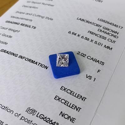 2.02 قيراط F VS1 2EX CVD Princess Cut Lab الماس OEM ODM