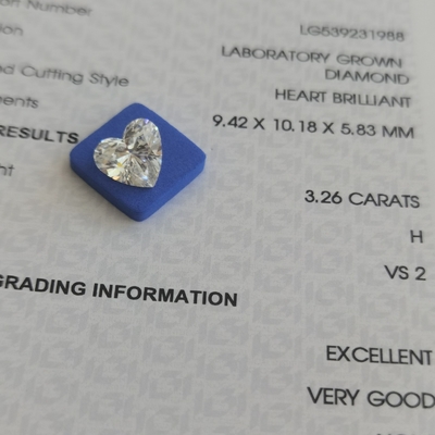 3.26ct في شكل قلب مختبر الماس CVD H VS2 2EX N IGI LG539231988