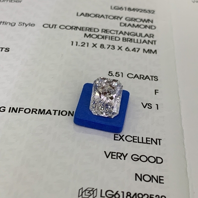 5.51ct Radiant Cut Lab Diamond Grown CVD F VS1 EX VG N IGI LG618492532